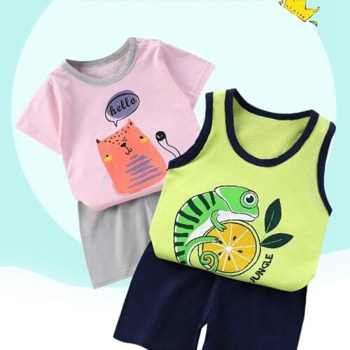 Boys And Girls Summer Clothes Children Print Cartoon 2 Piece Set Casual Kids Outfits Kids Clothing Girls Sets 1 2 3 4 5 Year Old