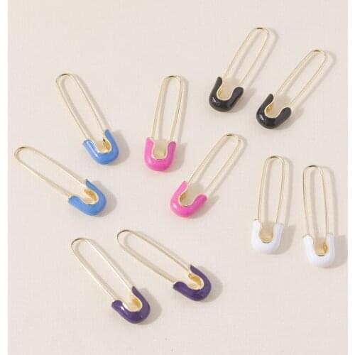 Lost Lady Safe Pin Stud Earrings for Women Fashion Enamel Small Earrings Wholesale Jewelry Geometric Accessories Female Bijoux