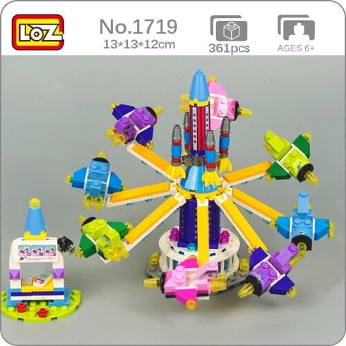 LOZ 1719 Dream Amusement Park Astrojet Plane Architecture 3D Model DIY Mini Blocks Bricks Building Toy for Children no Box