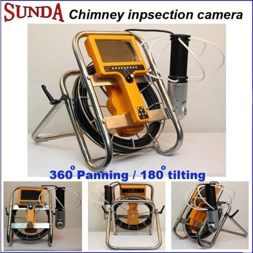 Best quality Chimney inspection camera pan/tilt roation 360 degree 20m cable DVR recording7inch lcd monitor snake industrial cam