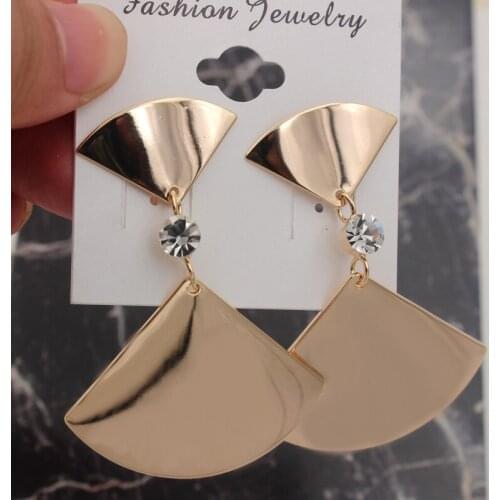 Trendy hyperbole crystal fan dangle earrings for women girls gifts jewelry high quality fce006