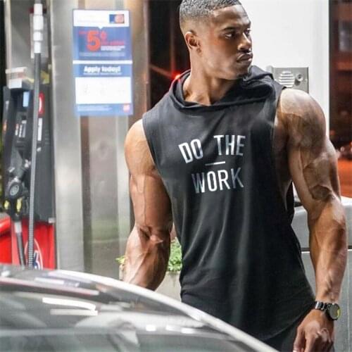 Running Hooded Vest Men Brand Gym Clothing Bodybuilding Sleeveless T Shirt Fitness Men Tank Top Muscle Stringer TankTop