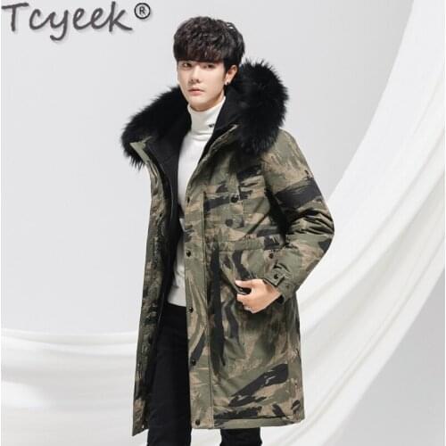 Mens Winter Down Jacket Men Clothes Streetwear Plus Size Camouflage White Duck Down Coat Male Fur Hooded Pakas220044