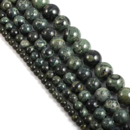 Natural Stone Green Kambaba Jaspers Beads 4 6 8 10 12mm Round Loose Beads for Jewelry Making DIY Necklace Bracelet Strand 15