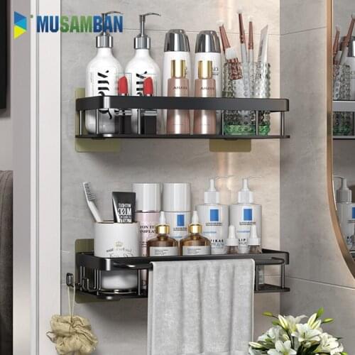 MUSAMBAN Punch-Free Bathroom Shelf Corner Shelf Shower Storage Rack Kitchen Holder Toilet Kitchen Organizer Bathroom Accessories