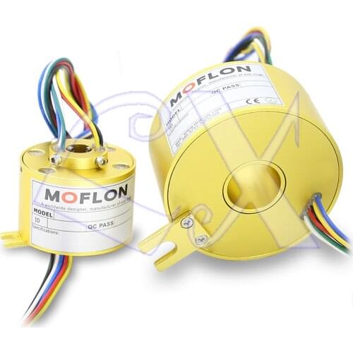 All-metal gold plated slip ring through hole rotating conduction current 2 4 6 12 way brush collector ring connector