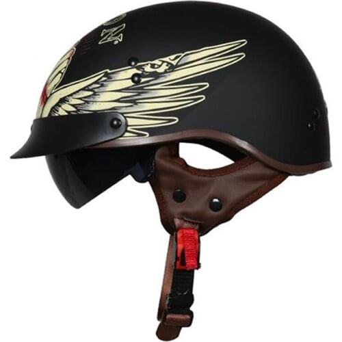 Half Face Motorcycle Helmet Protective Headgear Motorbike Helmet Half Scooter Vintage Retro Wing Casco