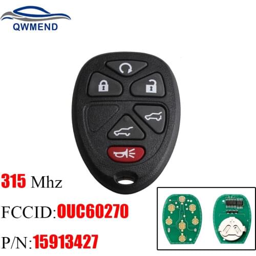 BHKEY 6Buttons Keyless Entry Remote Key For Chevrolet Tahoe Traverse GMC Yukon 2007-2014 For OUC 15913427 Original Car keys