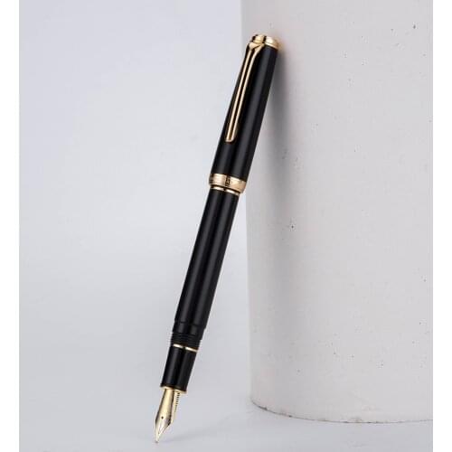 Hongdian 960 Retro Acrylic Resin Fountain Pen Nebula Series EF/F Nib Ink Pen Black with Converter for Business Office Writing