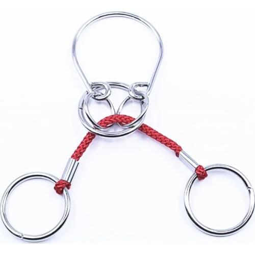 Challenging IQ Metal Puzzle Brain Teaser Wire Rope Ring Puzzles Game for Adults