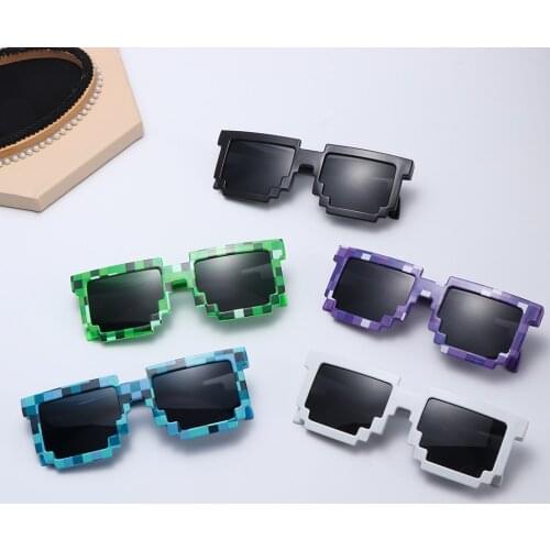 5 color Sunglasses Fashion Kids cos play action Game Toy Minecrafter Square Glasses with EVA case Toys for children gift