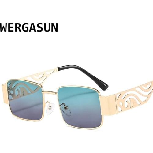 WERGASUN Vintage Steampunk Sunglasses Men Retro Metal Square Eyewear Trendy Brand Sun Glasses Shades Women