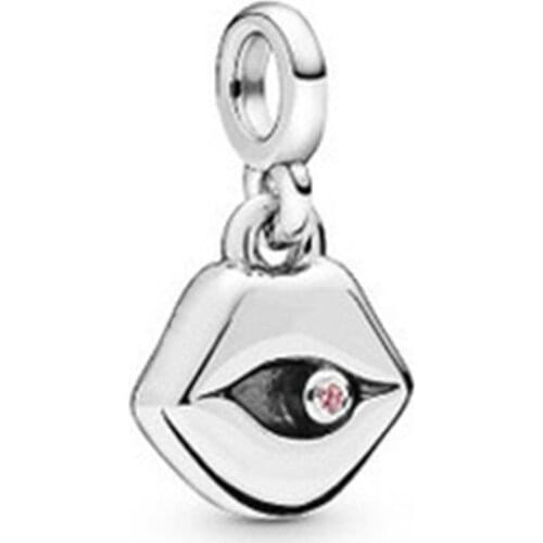 Original 925 Sterling Silver Charm Creative Red Lip Pendant Fit Pandora Women Bracelet & Necklace Diy Jewelry