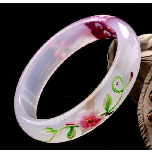 Lady Jade Bangle Bracelet Natural Jadeite Round Bangle Charm Jewellery Hand Carved Fashion Accessories Gifts For Women Men