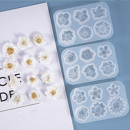 1 Pc Flower Silicone 3D Acrylic Nail Art Mold For Jewelry Golden Floral Transparent Silicone Mould For Nails Design DIY Manicure