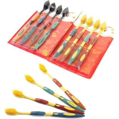 2/4pcs Bamboo Charcoal Soft Toothbrush Oral Dental Care Nano Brush Black Brush Oral Care Teeth Cleaning Travel Tooth Brush New