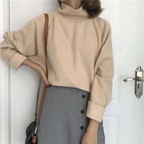 2020 Fashion Turtleneck Sweater Autumn Winter Knitted Jumper Womens Sweaters Casual Long Sleeve Jacket Pullovers Female Top 657
