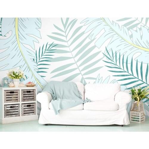 8d abstract Southeast AsiaTropical leaves Wallpaper walls 3D Wall Stickers Hand-painted Art Wall Mural for Living Room Decor