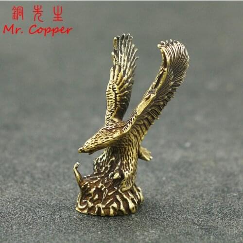 Antique Copper Eagle Statue Small Ornaments Vintage Brass Animal Figurines Crafts Desk Decorations Home Decor Accessories Gifts