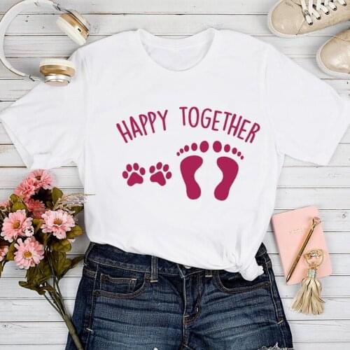 T-shirts Women Dog Paw Footprint Lady Graphic Female Print Clothes Tee T-Shirt Animal Casual Spring Summer Tshirt Top