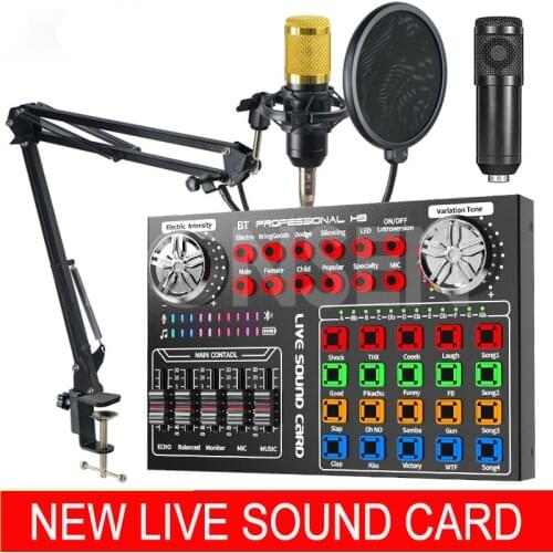 H9 Bluetooth Audio Broadcast Sound Card BM800 Microphone Webcast Live Sound Card Computer Support Dual Microphone Sound Mode DSP