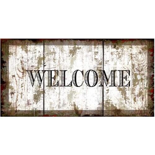Imitation Grain Welcome Retro Metal Tin Sign Plaque Poster Wall Decor Art Shabby Chic Gift