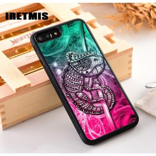 Iretmis Rubber Silicone Phone Cover Case For iPhone 6 6S 7 8 PLUS X XS MAX XR 11 Pro Max Chameleon iguana jungle lizard flower