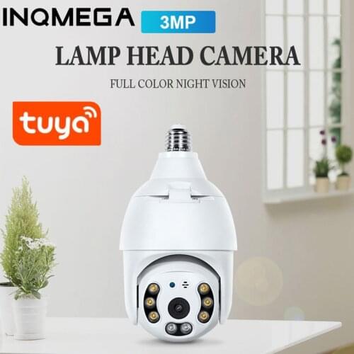 INQMEGA 3MP HD PTZ Camera Bulb Tuya Wifi Camera with Full Light Night Vision Survaillance Camera Tracking for Indoor Outdoor