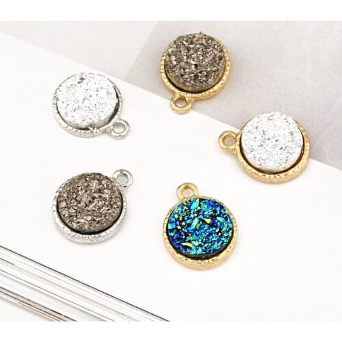 5pcs Classic Round Earring Resin Findings Small Charms Fit Women Necklace Bracelet Vintage Pendant Accessory Jewelry Making F246