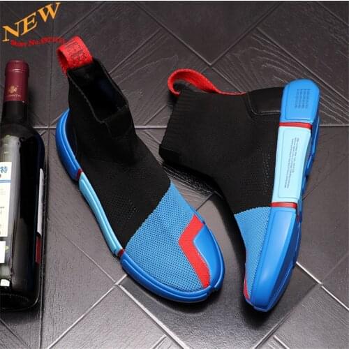 Summer New Designer Men Sock Shoes Hip Hop High Tops Mens Sneakers Knitted Casual Shoes Zapatillas Hombre
