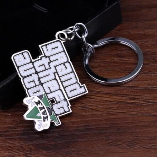 Metal Game Ps44 Gta55 Grand Theftt Auto5 Keychain Key Chain For Men Fans Letter Grand Theftt Autob Rock Star Keychain Key Buckle