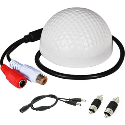 CCTV Camera Surveillance Microphone Audio Monitor Sound Pick up+ 1 Female to 2 Male Power Splitter Cable+2pcs RCA Male Connector
