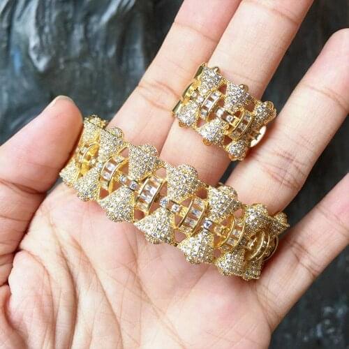 ModemAngel Especially Fan Shape Full Mirco Paved Cubic Zirconia For Women Wedding African brincos Fashion Bracelet Bangle Ring S