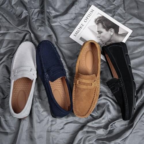 Suede Leather Men Loafer Shoes Fashion Slip On Male Boat Shoes Casual Shoes Man Party Wedding Footwear
