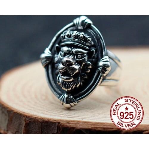 S925 sterling silver mens open ring personality classic retro fashion series carved hollow like God modeling gifts to send love