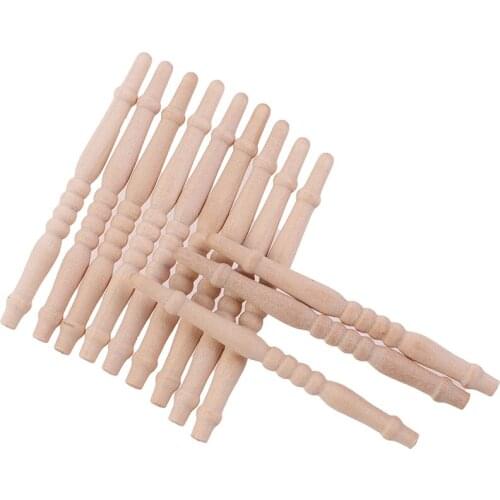 New DIY Spindles Balusters Wooden Dollhouse Miniature 1/12 Scale Stair Railing Furniture Toys 12pcs/lot