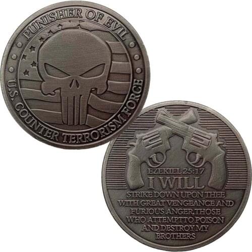 US Counter Terrorism Force Commemorative Coin Three-dimensional Sniper Revolver Nickel Coins Collectibles Punisher of Evil Gifts