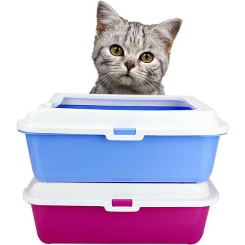 Semi-enclosed Cat Bedpan Cats Plastic Litter Box Toilet Trainer Tray Pee Puppy Kitten AntiSplash Indoor Toilette Clean Pet Waste
