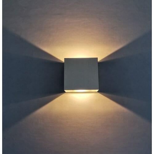 Silver Square Wall Light 6W COB Luminaire Indoor Lamp Corridorup-down AC85-260V Kitchen Living Room