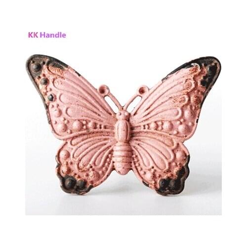 Mediterranean Style Single Hole Butterfly Handle Wardrobe Retro Old Cat Tail Double Hole Handle and Knob Personalized Knob