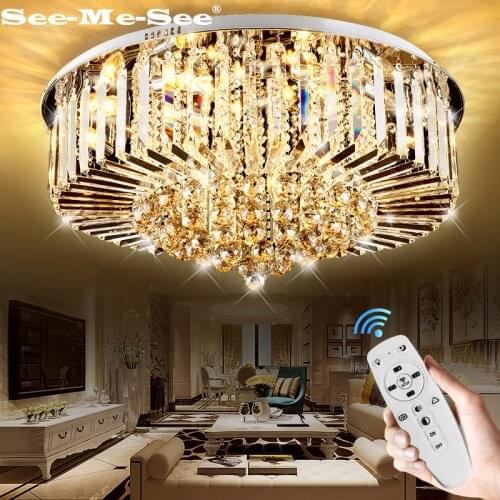 Modern luxury 9K Crystal Ceiling Light For Living Room Indoor Lamp with Remote Controlled Luminaria Home Decoration Ceiling Ligh