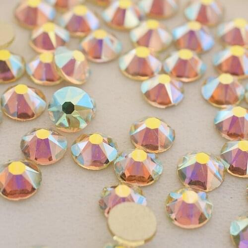 Flat Back Rhinestone 2088 Crystal Strass 16 Cut Face Crystals Jonquil AB ss20 4.6-4.8mm Gold Back Nail Art Rhinestones