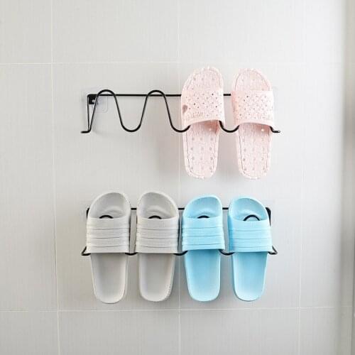 Bathroom Wall Mounted Slippers Hanger Minimalism Shoe rack No-trace Slipper Shelf Space Saving Shoe Organizers