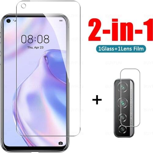 2-in-1 Cover Tempered Glass For Huawei Nova 6 SE Nova 7 SE Screen Protector For Huawei V30 V30 Pro P40 Lite 5G Phone Camera Lens