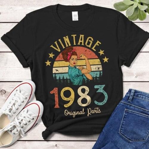 Vintage 1983 Quaranline Edition Women Tshirt Cotton Colored Retro T-shirts 38 Years Old Birthday Gift Female Short Sleeve Tops