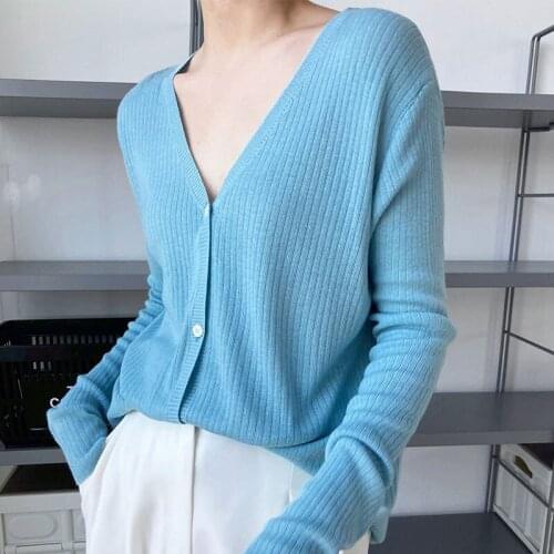 2021 New Spring Autumn Argyle Wool Cardigan Women Vintage Long Sleeve Green Sweaters Female Loose V Neck Knitwear Tops Outwear