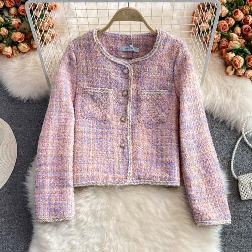 High Quality Tweed Ladies Wind Short Coat Female Autumn 2021 New Womens Jacket Korean Office Lady All-matching Clothes