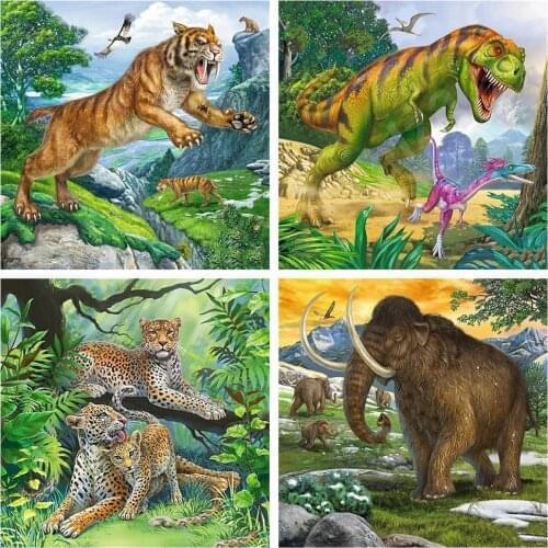 Animals Forest Scenery 5D Diy Diamond Painting Mosaic Leopard Tiger Full Square/round Diamond Embroidery Decoration Craft Kit