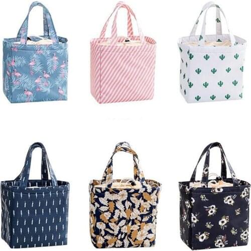 6 Color Insulated Lunch Bag Waterproof Thermal Stripe Tote Bags Cooler Picnic Food Lunch Box Bag For Baby Kids Women Girls Lady