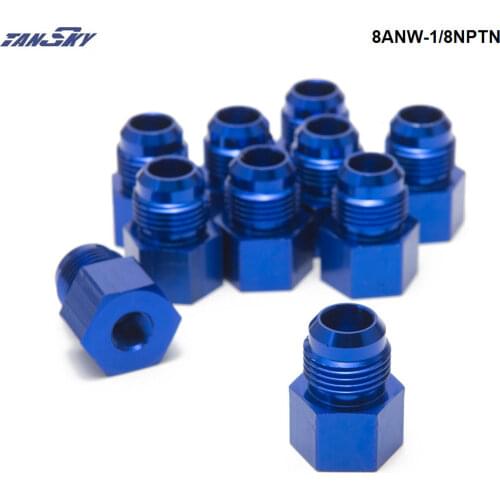 10PCS/LOT Fitting Flare Reducer Female -1/8NPT to Male -8AN Blue Oil/Fuel Fitting Adapter 8ANW-1/8NPTN